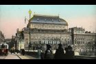 Národní divadlo: pohled z nového mostu (kolem roku 1905)