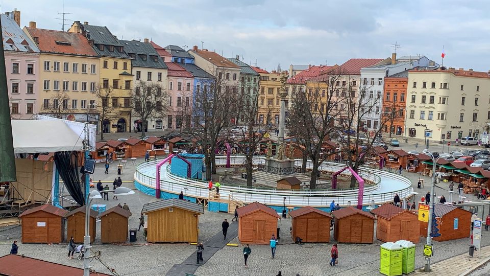 Kruhové kluziště na náměstí v Jihlavě