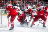 Gól v utkání MS v hokeji 2024 mezi Dánskem a Švýcarskem